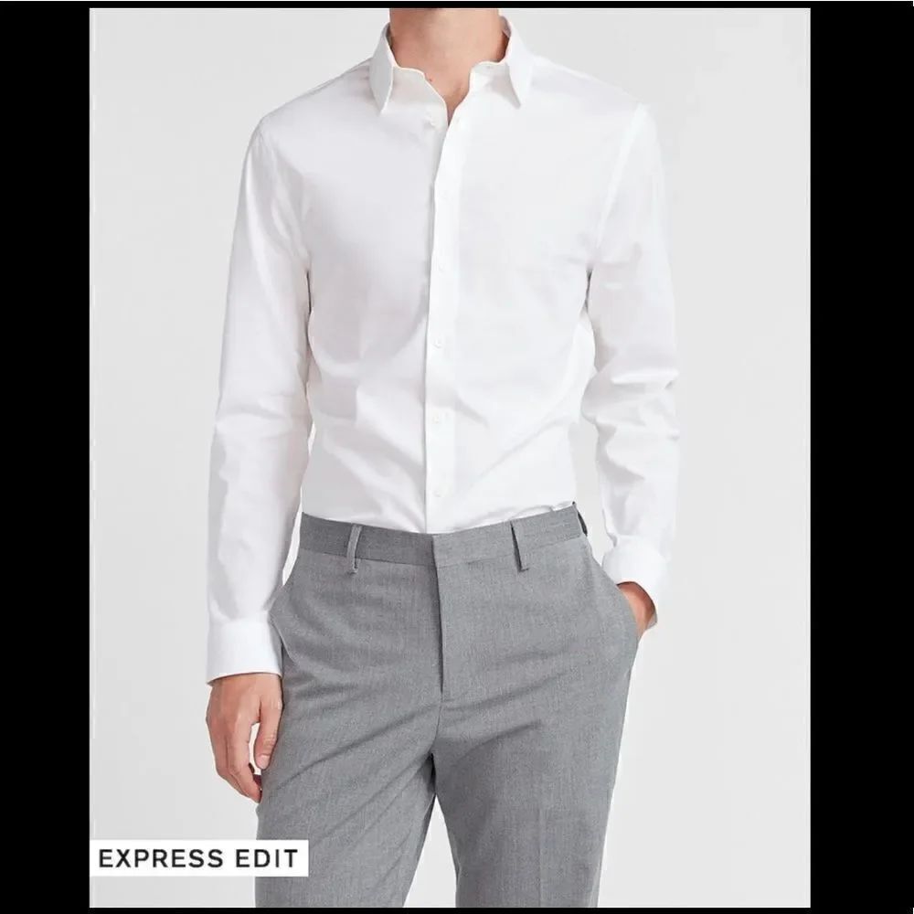 Express Extra Slim, Micro Dot Express Button Down Dress Shirt - Picture 2 of 8
